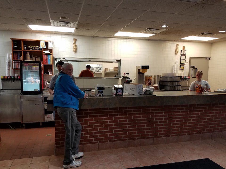 Comfortable booths in a quiet American restaurant.